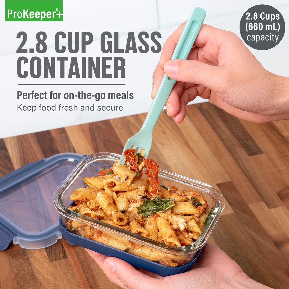 Food Storage Containers Glass - 2,8-cup glazen voedselbewaarbak met siliconen bodem