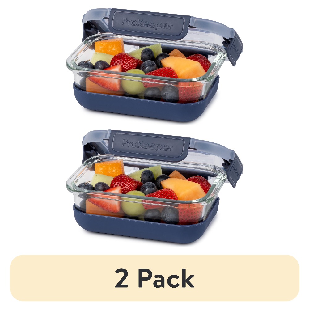 Food Storage Design - 2-pack glazen voedselbewaarcontainers van 1,6 kopjes