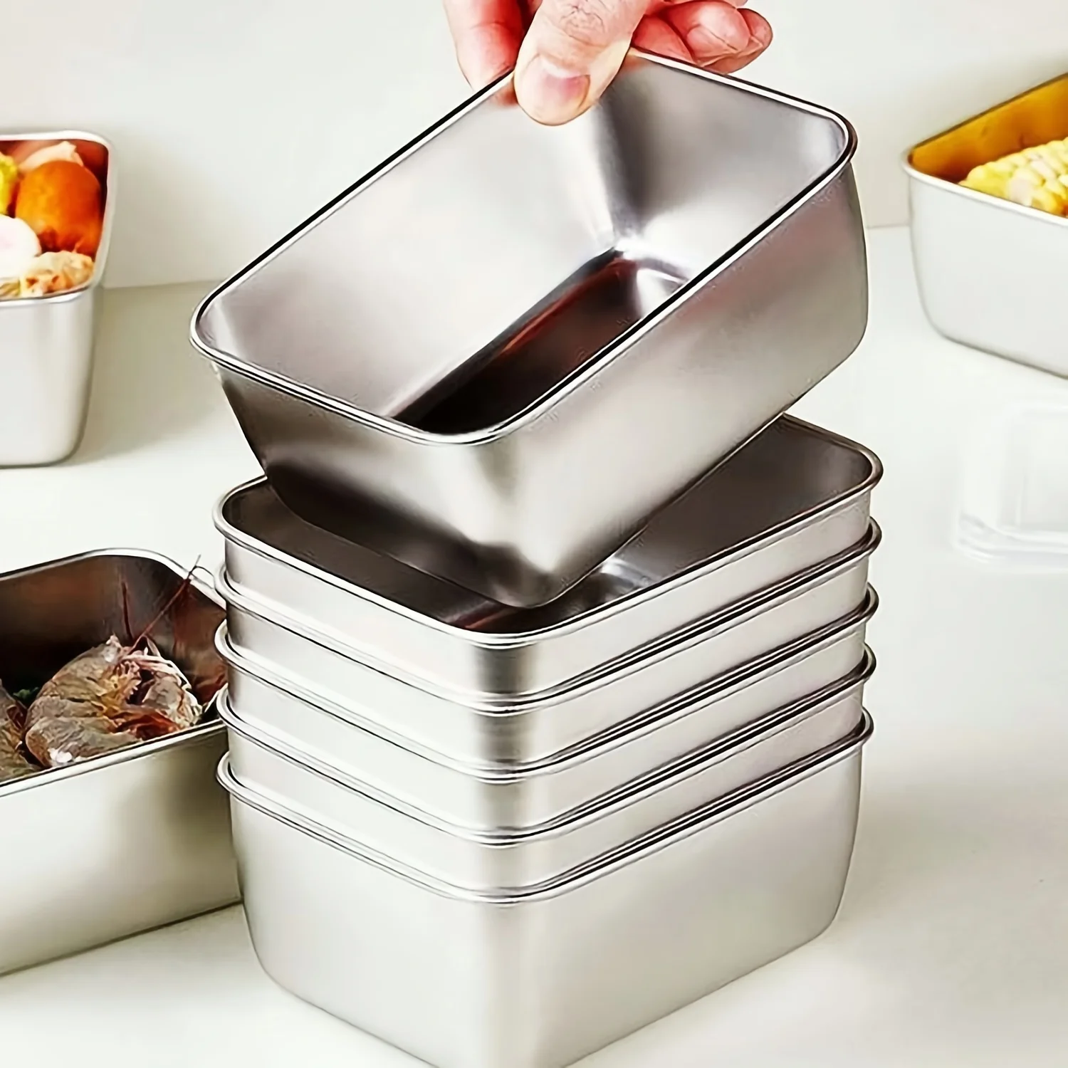 Food Storage Aluminum Containers - RVS voedselbewaarbakjes set met deksels -