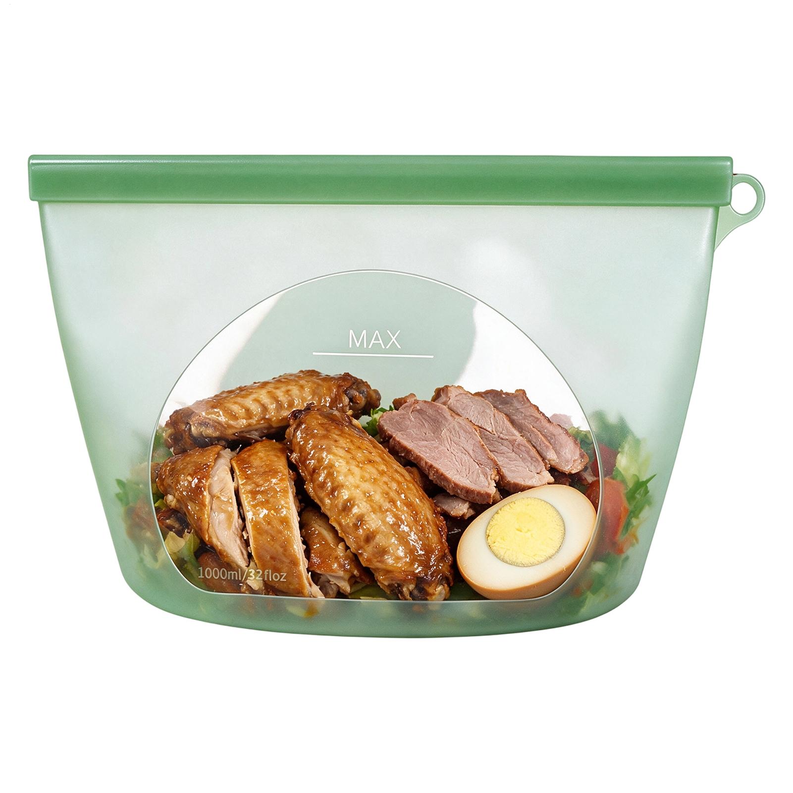 Food Storage Ziploc - Siliconen voedselbewaarzakken 1000ml ovenbestendige zak met