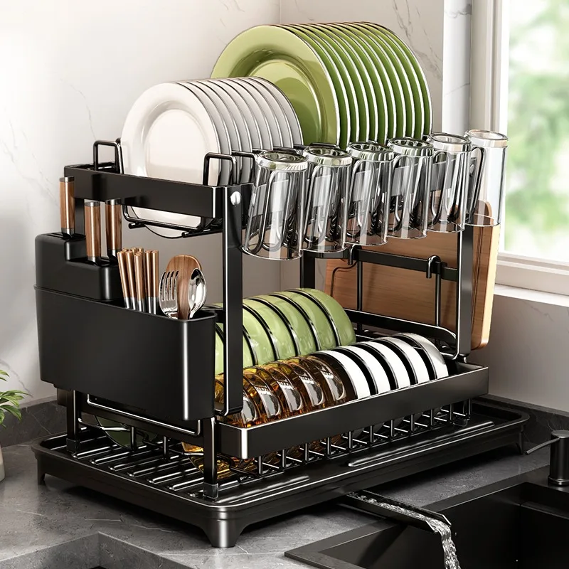 Food Storage Shelving - Keukenrek multifunctioneel bekerrek dubbel afdruiprek opbergrek