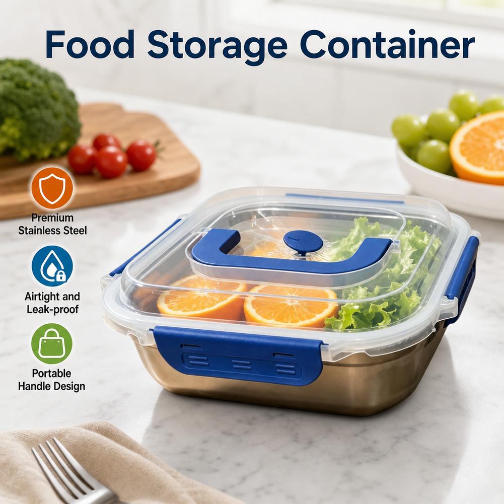 Food Storage Not Plastic - 304 roestvrijstalen voedselopslagcontainer, lekvrije lunchbox, draagbare