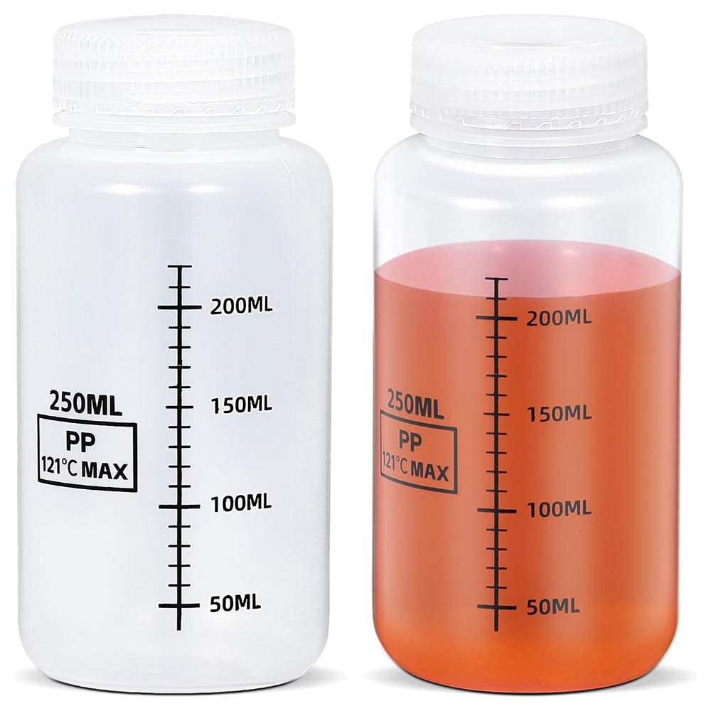 Food Storage Not Plastic - 8oz/250ml brede-mond plastic flessen, gegradueerde voedselveilige
