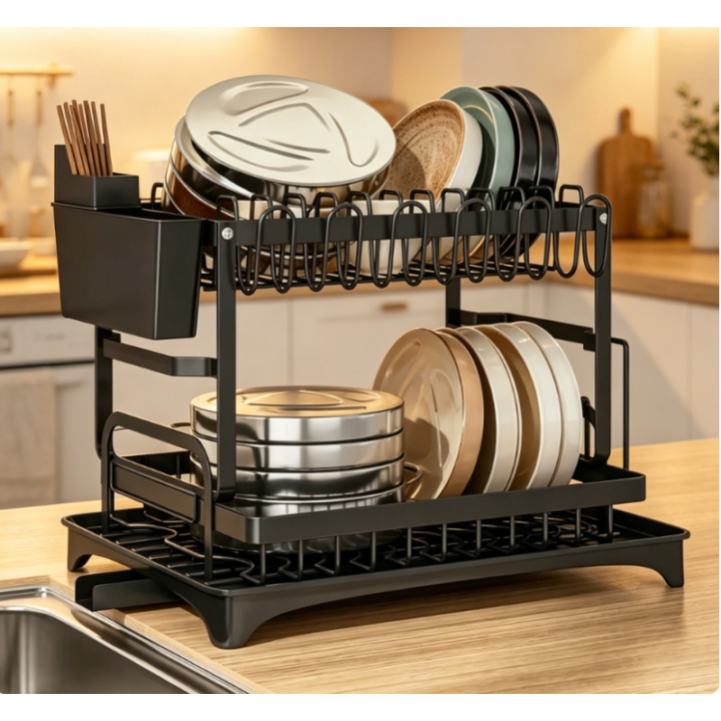 Food Storage Shelving - Premium grote capaciteit 2-laags metalen afdruiprek
