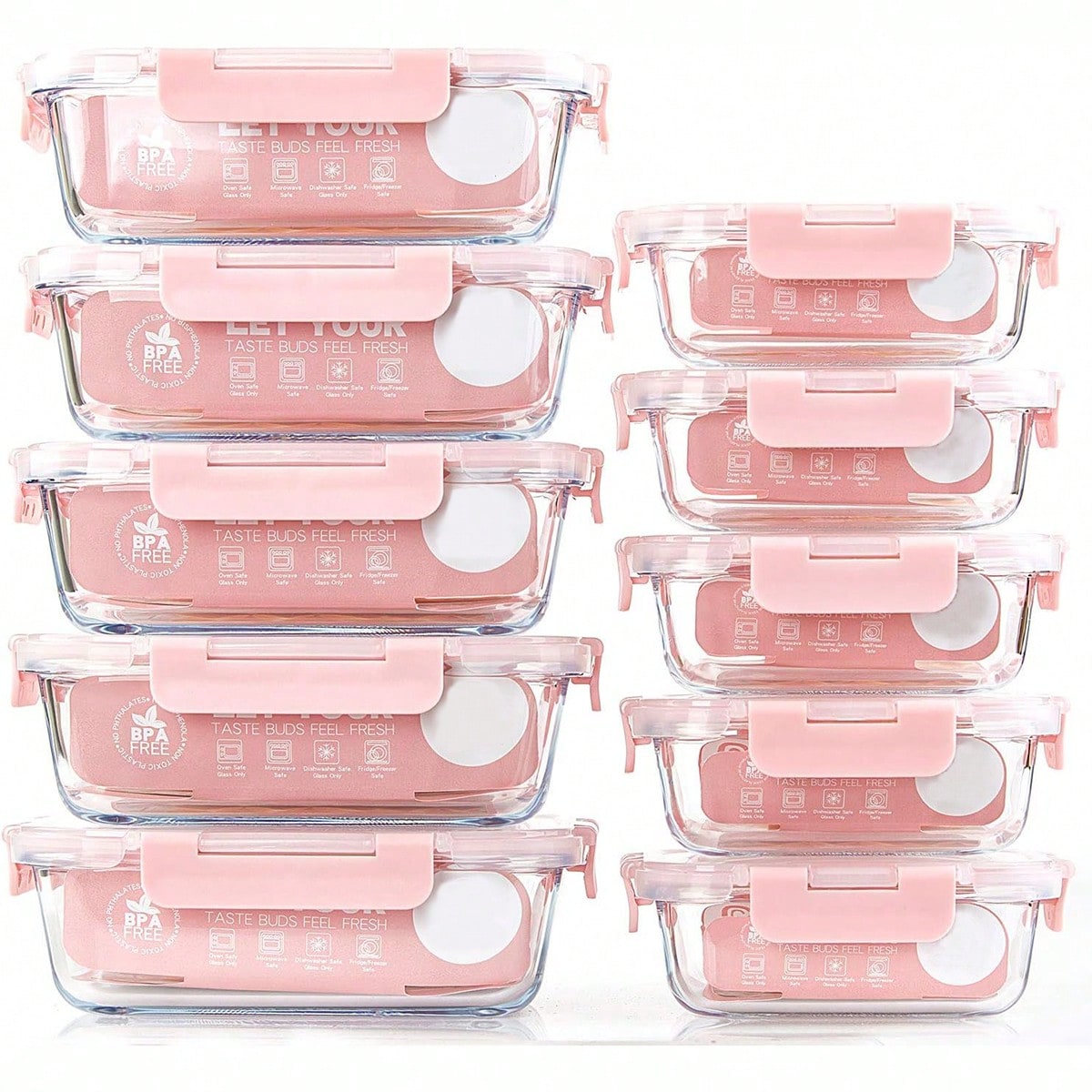 Food Storage Containers Glass - 10-delige glazen voorraaddozen voor maaltijdvoorbereiding, voedselbewaarcontainers