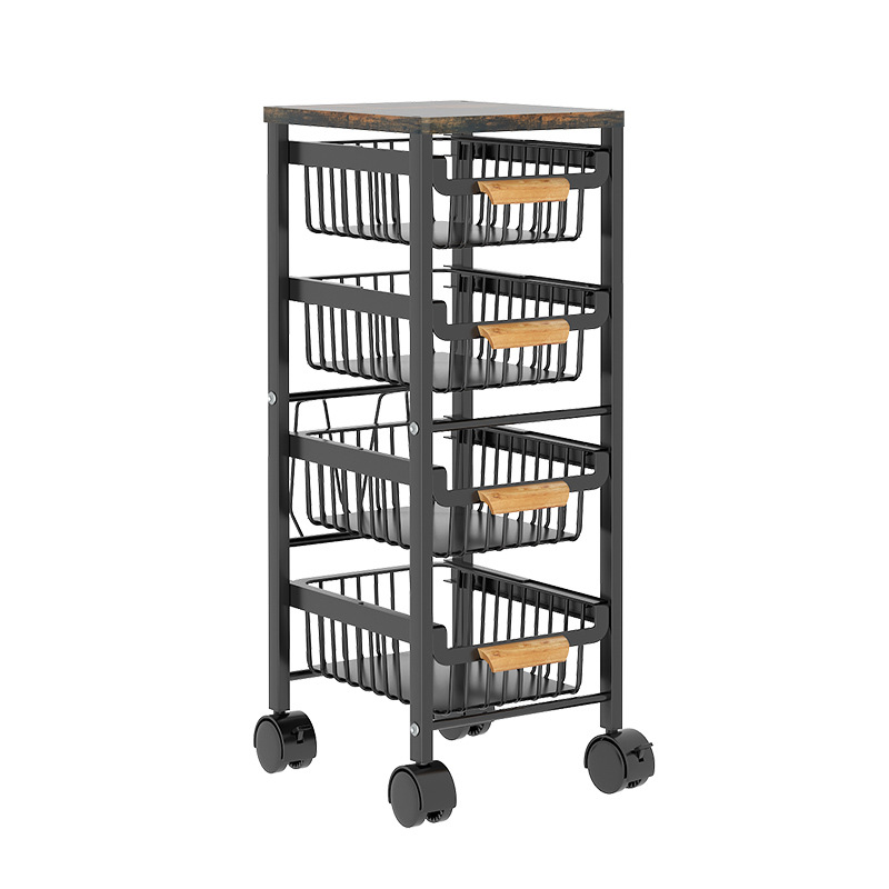 Food Storage With Wheels - 5-laags draadfruitmand - keukenvoorraadkastorganizer, groot uittrekbaar