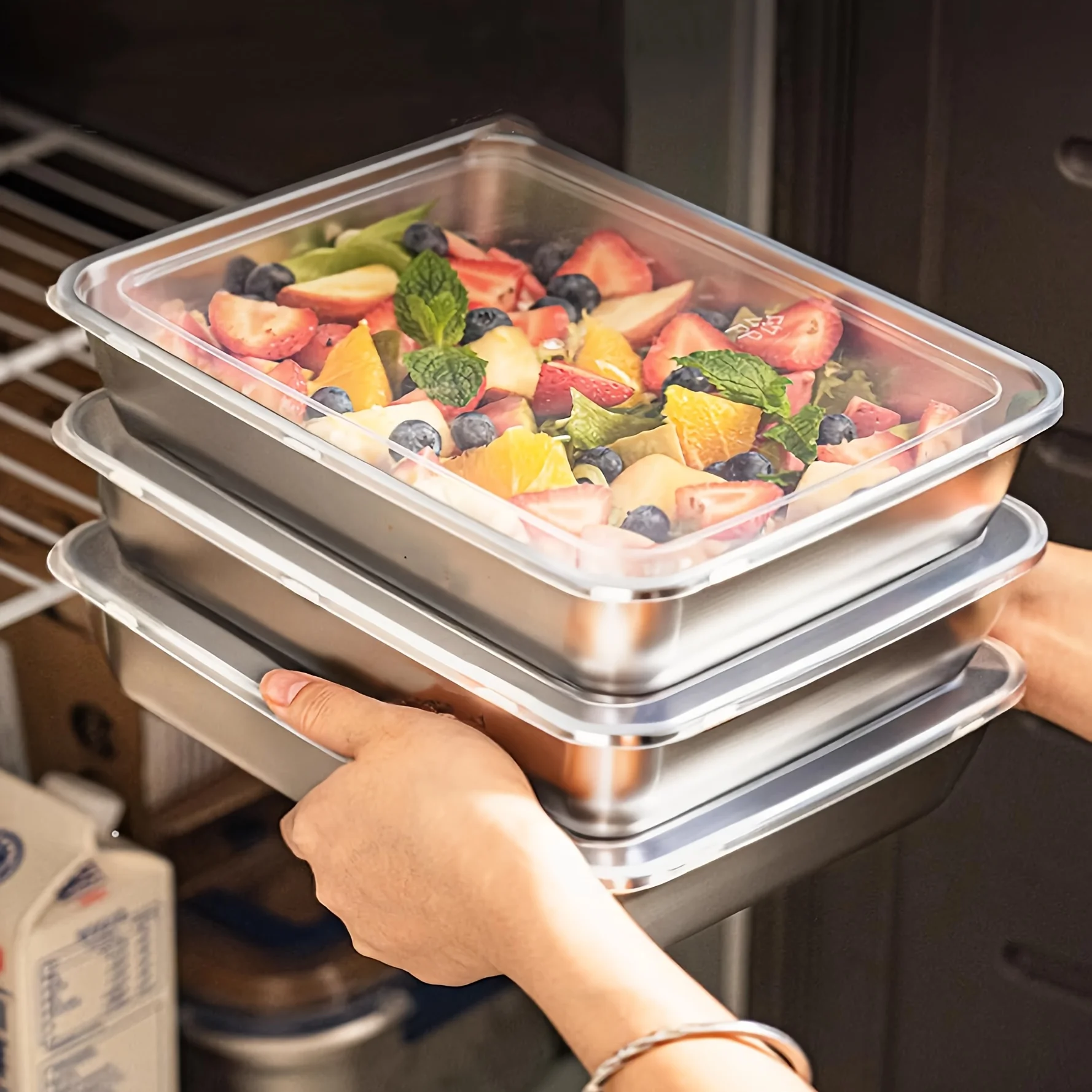 Food Storage Set Glass - 3-delige RVS voedselcontainers & lunchbox, lekvrij