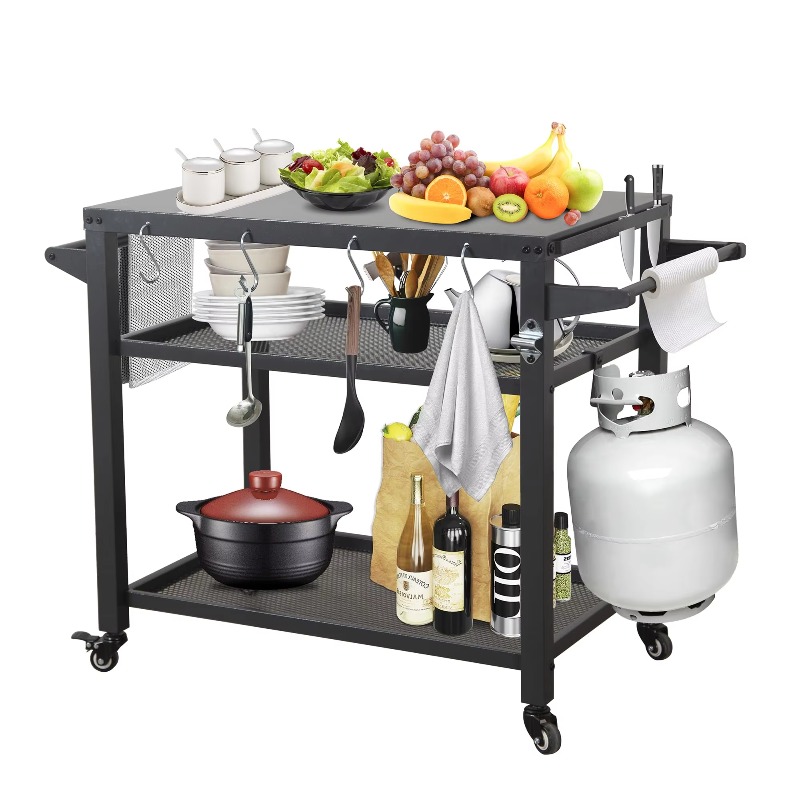 Food Storage With Wheels - Verplaatsbare buitenkeuken BBQ werktafel trolley 42