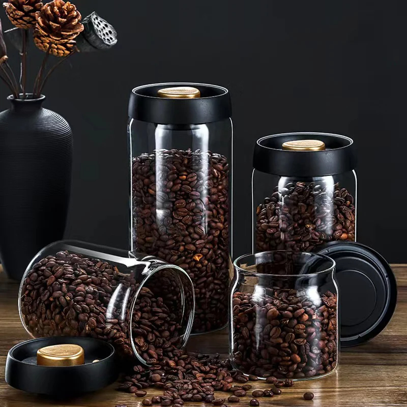 Food Storage Set Glass - Koffiebonen vacuümverzegelde pot, transparante glazen voedselopslagpot,