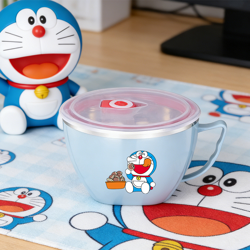 Food Storage In Room - Doraemon Grote Capaciteit RVS Kom Dubbellaags