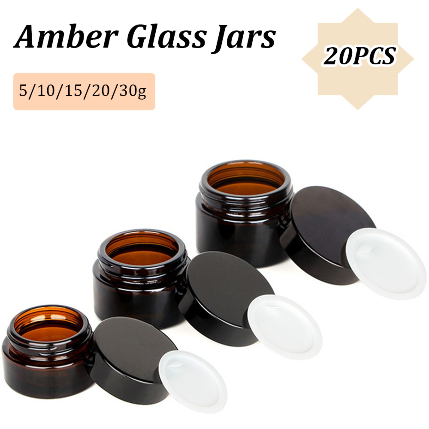 Food Storage Set Glass - 20 STKS Kleine Amber Glazen Potten