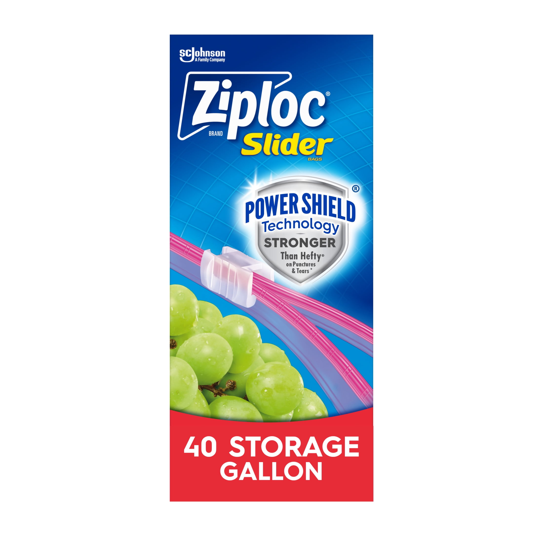 Food Storage Ziploc - Ziploc Gallon Slider voedselbewaarzakken, Power Shield