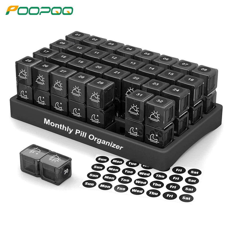 Food Storage Vault - Maandelijkse pillenorganizer 2-voudig per dag, 31-daagse