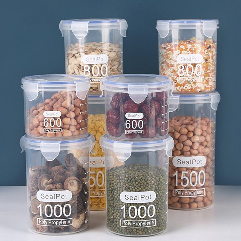 Food Storage Jar Set - 1-4 Stuks Verzegelde Potten Met Schaal