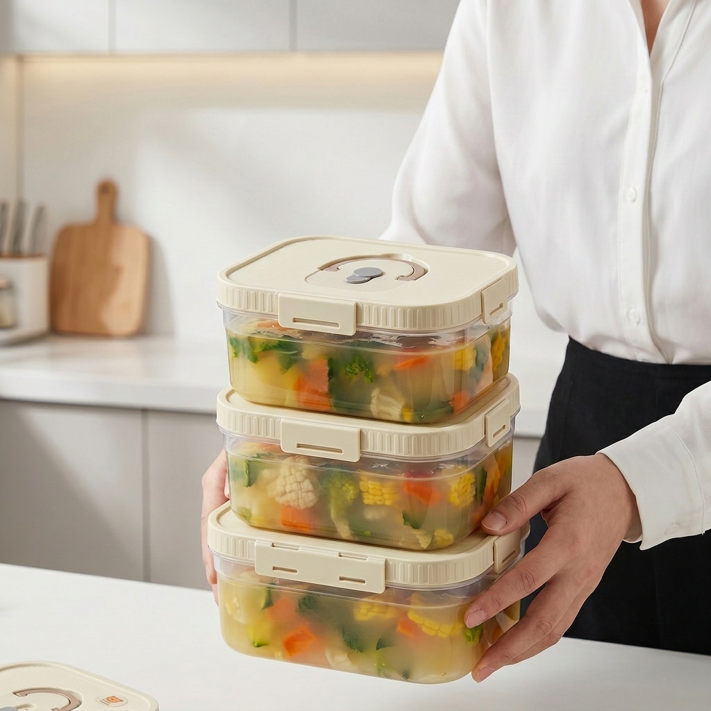 Food Storage Handling - Doorzichtige plastic voedselbewaarbox met handvat, verzegelde