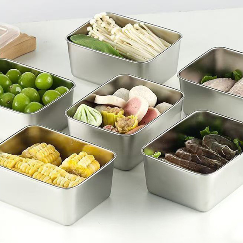 Food Storage Containers Set - 6-delige roestvrijstalen voedselbewaarbakjes set met deksels,