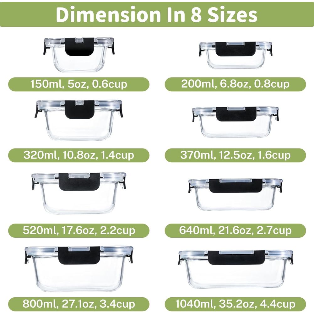 8-delige set glazen voorraaddo - Food Storage Set Glass recensie en prijs