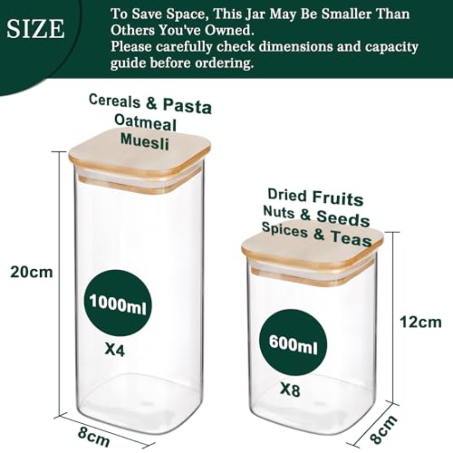 12-pack vierkante glazen voorr - Food Storage Containers Glass recensie en prijs