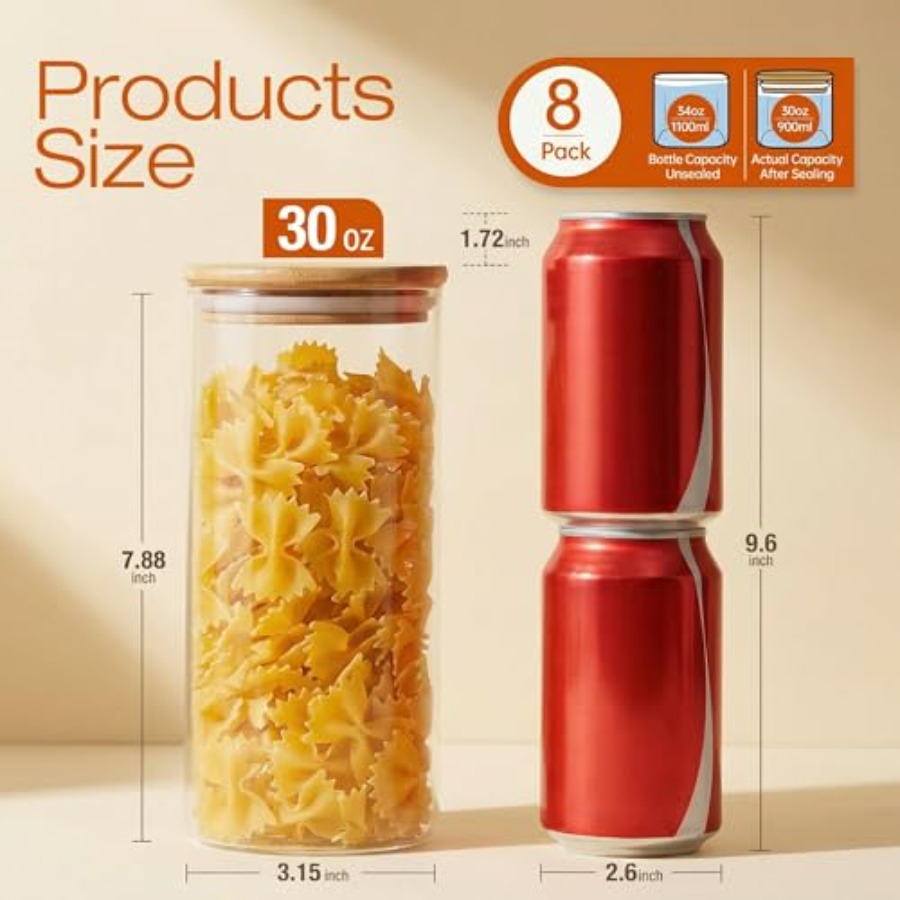 Glazen potten met bamboe dekse - Food Storage Set Glass recensie en prijs