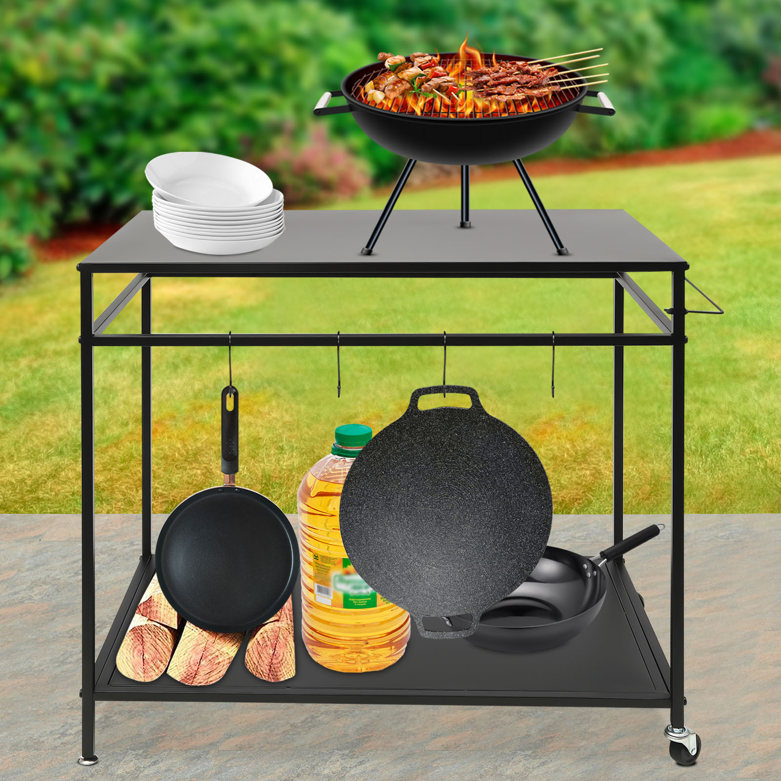 Verrijdbare kooktafel met dubb - Food Storage Shelving recensie en prijs
