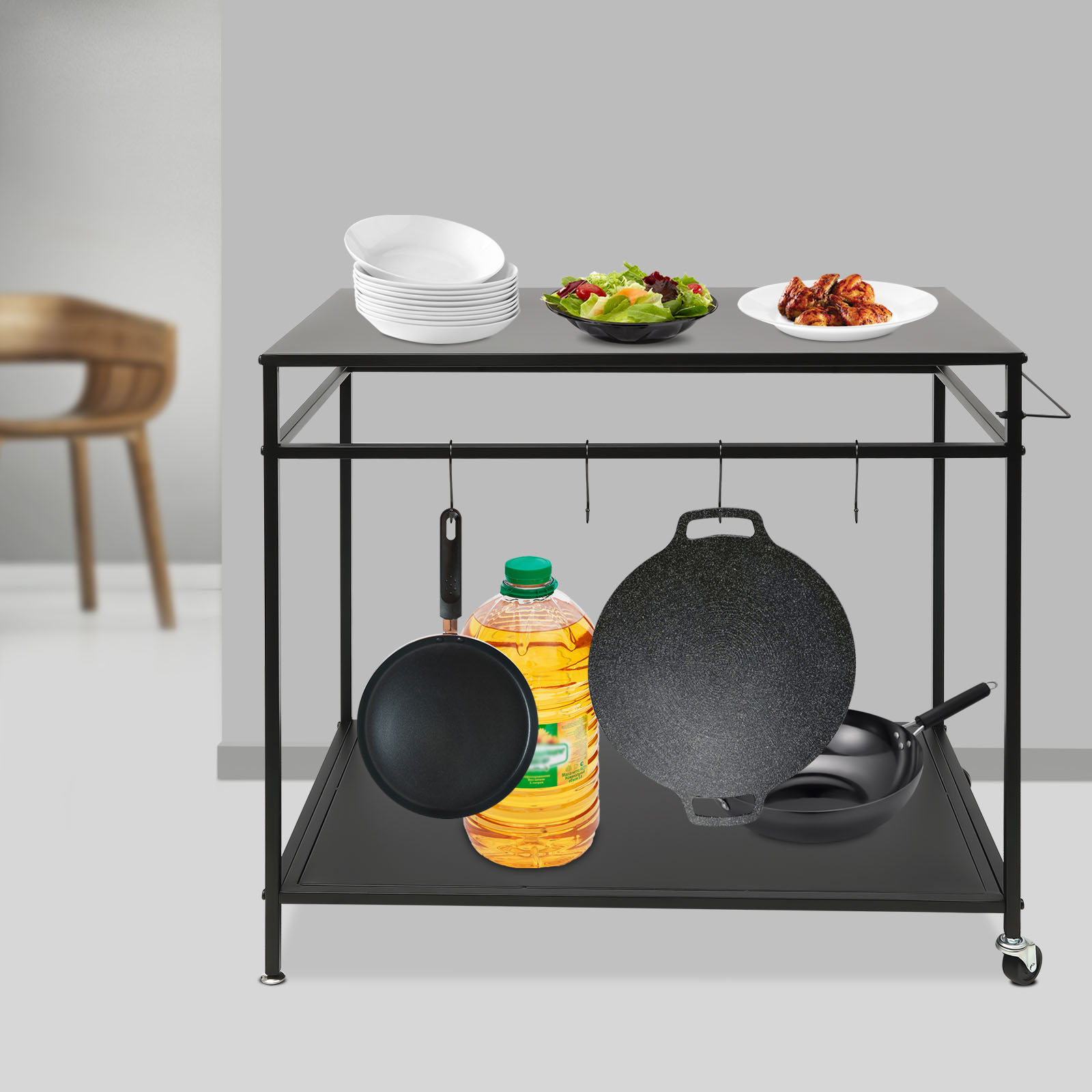 Verrijdbare kooktafel met dubb - Food Storage Shelving recensie en prijs