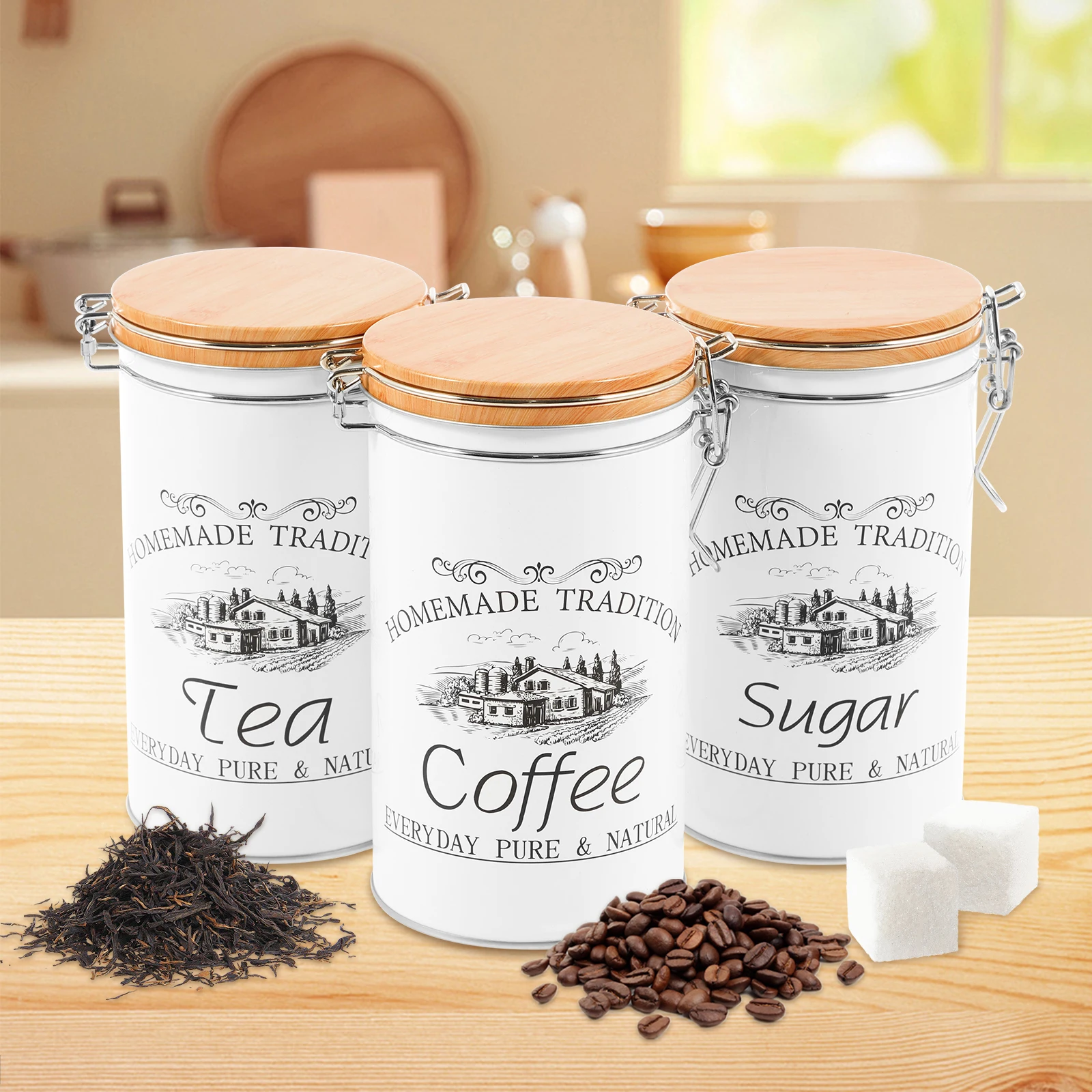 3 stks/set Thee Koffie Suikerb - Food Storage Jar Set recensie en prijs