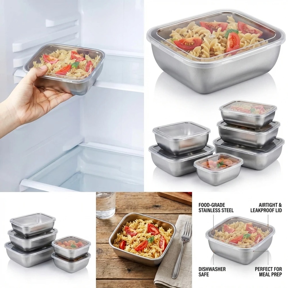 6 stuks roestvrijstalen voedse - Food Storage Containers Set recensie en prijs