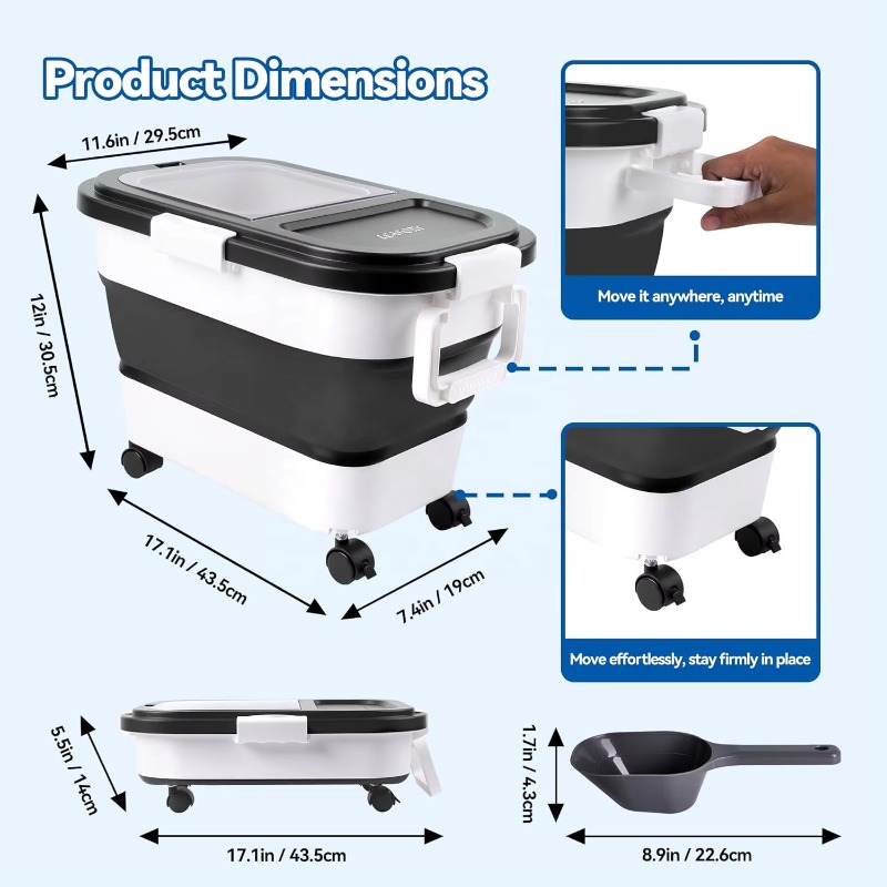 Hondenvoer opbergcontainer 20- - Food Storage With Wheels recensie en prijs